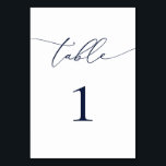 Navy Blue Minimalist Wedding Table Number<br><div class="desc">Beautiful navy blue,  elegant,  modern and minimalist,  table number card. Fully customisable. **PLEASE NOTE: To order,  simply adjust your table number and add each number to your cart separately. Then check out once you are finished.</div>