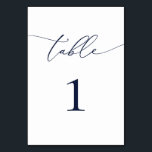 Navy Blue Minimalist Wedding Table Number<br><div class="desc">Beautiful navy blue,  elegant,  modern and minimalist,  table number card. Fully customisable. **PLEASE NOTE: To order,  simply adjust your table number and add each number to your cart separately. Then check out once you are finished.</div>