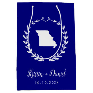 Navy Blue Missouri Map Wedding Welcome Swag Medium Gift Bag