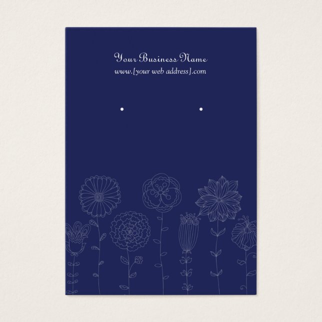 Navy Blue Mod Flowers Custom Earring Card (Front)
