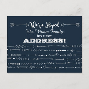 Navy Blue Modern Arrows Doodle Moving Announcement
