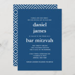 Navy Blue Modern Bar Mitzvah II Invitation<br><div class="desc">This modern invitation features bold white lettering on the front and a modern pattern on the back.  Use the template form to add your custom text.  The Customise feature can be used to change the font,  layout and colours.</div>