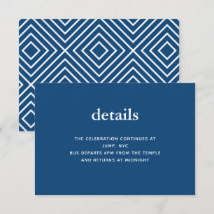Navy Blue Modern Bar Mitzvah II Invitation Insert