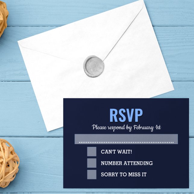 Navy Blue Modern Bar Mitzvah RSVP Card (Creator Uploaded)