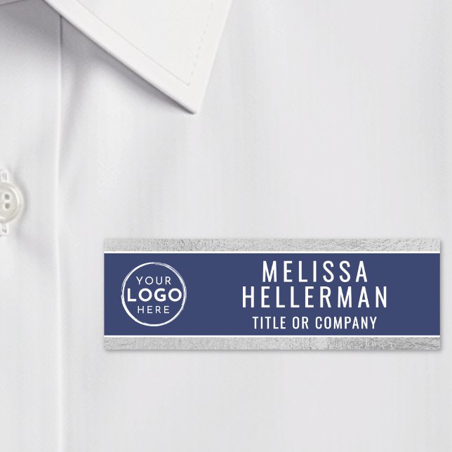 Navy Blue Modern Business Logo Name Tag (Navy Blue Modern Business Logo Name Tag)