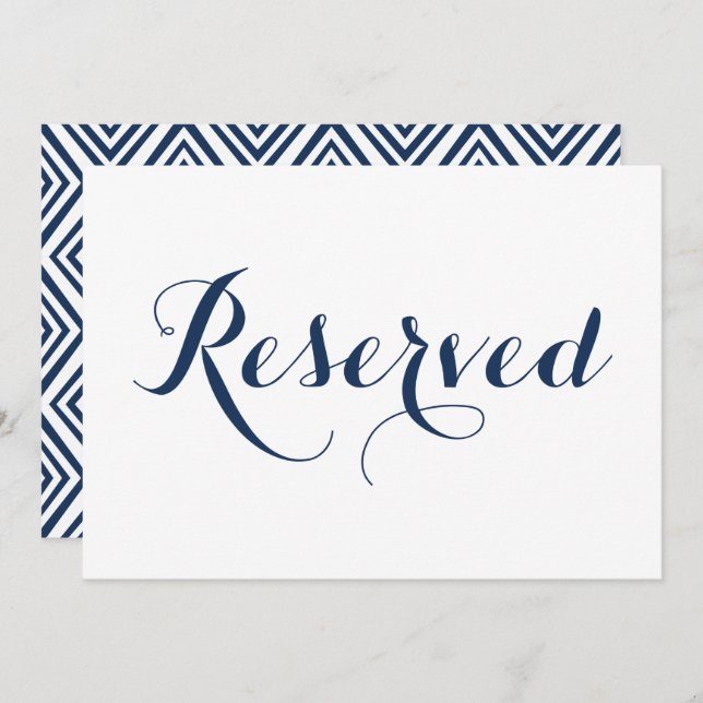 Navy Blue Modern Calligraphy Reserved Wedding Sign Invitation (Front/Back)