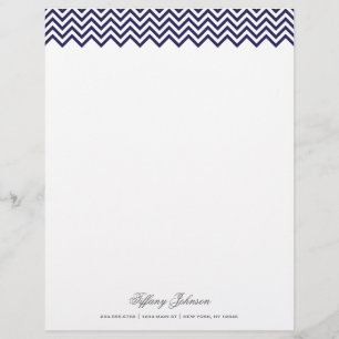 Navy Blue Modern Chevron Border Custom Letterhead