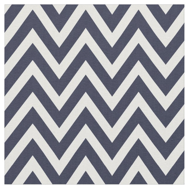 Navy Blue Modern Chevron Stripes Fabric (Close Up)