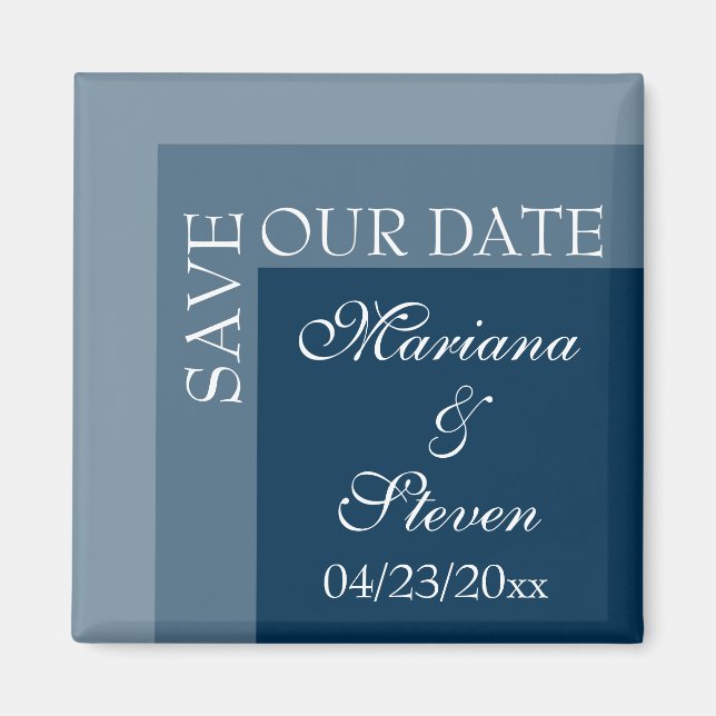 Navy Blue Modern Chic Wedding Magnet (Front)