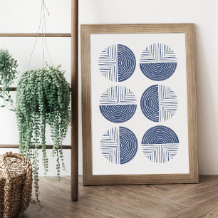 Navy Blue Modern Circle Geometric Art Print Poster