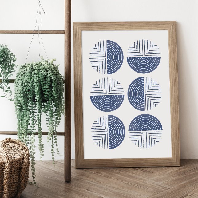 Navy Blue Modern Circle Geometric Art Print Poster (Creator Uploaded)