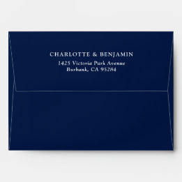 Navy Blue Modern Custom Wedding 5x7 Envelope