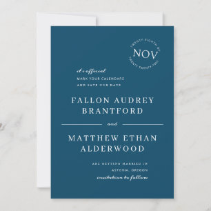 Navy Blue Modern Date Seal Save the Date