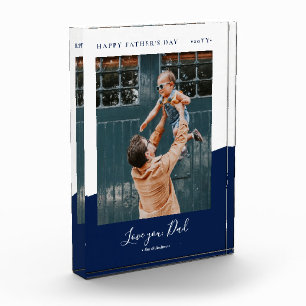 Navy Blue Modern Father's day gift Photo Block