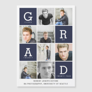 Navy blue modern graphic photo collage graduation 