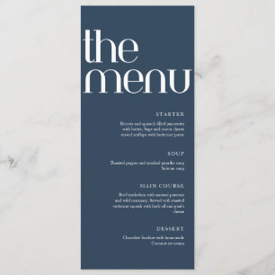 Navy Blue Modern Handwriting Wedding Dinner Menu