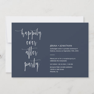 Navy Blue Modern Happily Ever After QR Code Photo Invitation