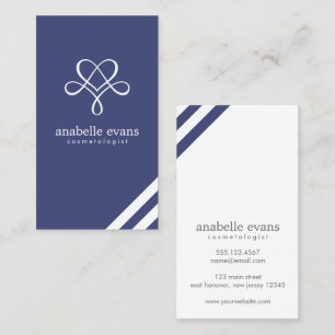 Navy Blue Modern Heart and Swirls Business Card