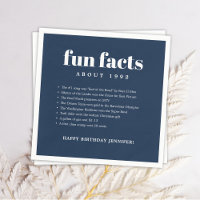 Navy Blue Modern Minimal Fun Facts Birthday Year