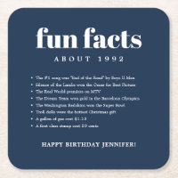 Navy Blue Modern Minimal Fun Facts Birthday Year