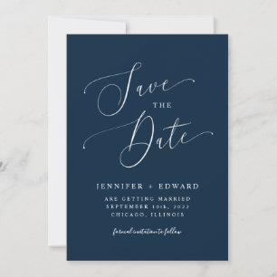 Navy Blue Modern Minimal Save The Date