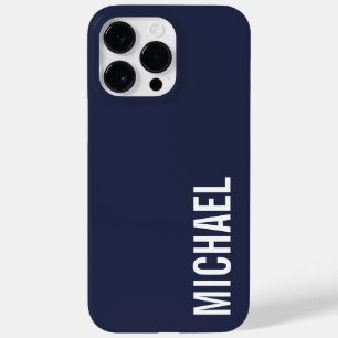 Navy Blue Modern Minimalist Personalised Name Case-Mate iPhone 14 Pro Max Case