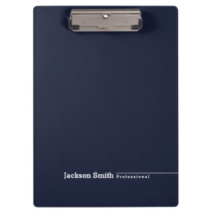 Navy blue modern minimalist personalised name clipboard