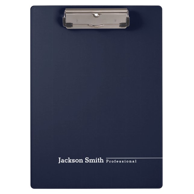 Navy blue modern minimalist personalised name clipboard (Front)