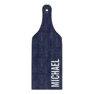 Navy Blue Modern Minimalist Personalised Name Cutting Board