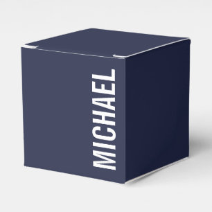 Navy Blue Modern Minimalist Personalised Name Favour Box