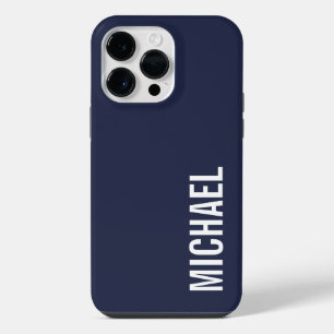 Navy Blue Modern Minimalist Personalised Name iPhone 14 Pro Max Case