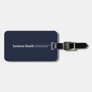 Navy blue modern minimalist personalised name luggage tag