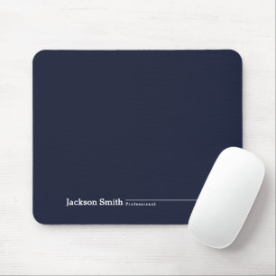 Navy blue modern minimalist personalised name mouse mat