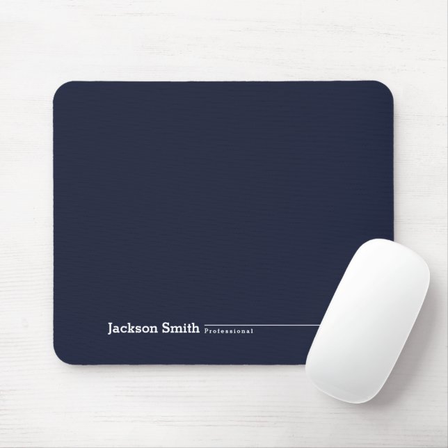 Navy blue modern minimalist personalised name mouse mat (With Mouse)