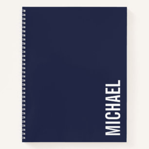 Navy Blue Modern Minimalist Personalised Name Notebook