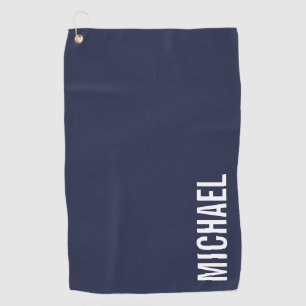 Navy Blue Modern Minimalist Personalized Name Golf Towel