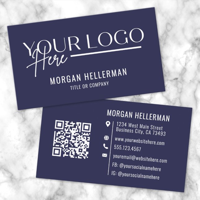 Navy Blue Modern Minimalist Professional Logo Business Card (Navy Blue Modern Minimalist Professional Logo Business Card)