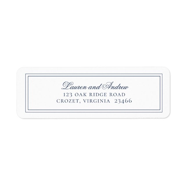Navy Blue Modern Minimalist Return Address Label (Front)