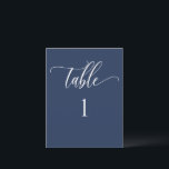 Navy Blue Modern Minimalist Table Number<br><div class="desc">Modern and elegant minimalist style navy blue number with modern hand written calligraphy details. Clear area on the bottom allowing you to use all kinds of table number holders without obstructing the number. Modern medium size card for a sleek, simple look. Available in a variety of colours. Have all tables...</div>