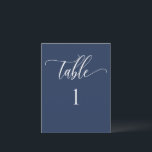 Navy Blue Modern Minimalist Table Number<br><div class="desc">Modern and elegant minimalist style navy blue number with modern hand written calligraphy details. Clear area on the bottom allowing you to use all kinds of table number holders without obstructing the number. Modern medium size card for a sleek, simple look. Available in a variety of colours. Have all tables...</div>