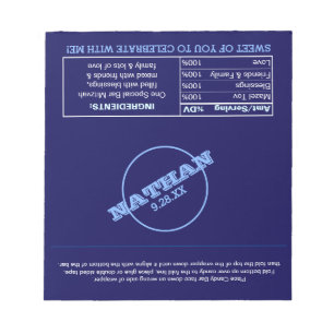 Navy Blue Modern Name Logo Favour Candy Wrappers Notepad