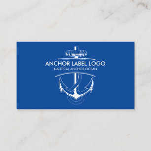 Navy Blue Modern Nautical Anchor Business Card