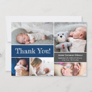 Navy Blue Modern Photos Baby Shower Thank you