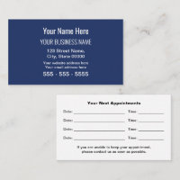 Navy Blue Modern Professional Appointment Card