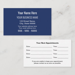 Navy Blue Modern Professional Appointment Card