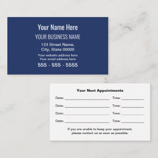 Navy Blue Modern Professional Appointment Card