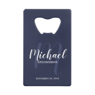 Navy Blue Modern Script Personalised Groomsmen