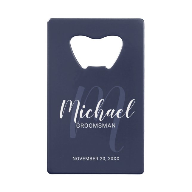 Navy Blue Modern Script Personalised Groomsmen (Front)
