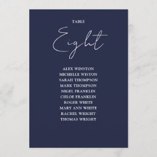 Navy Blue Modern Seating Chart Table Number