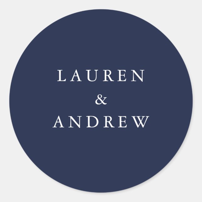 Navy Blue Modern Wedding Envelope Seals (Front)